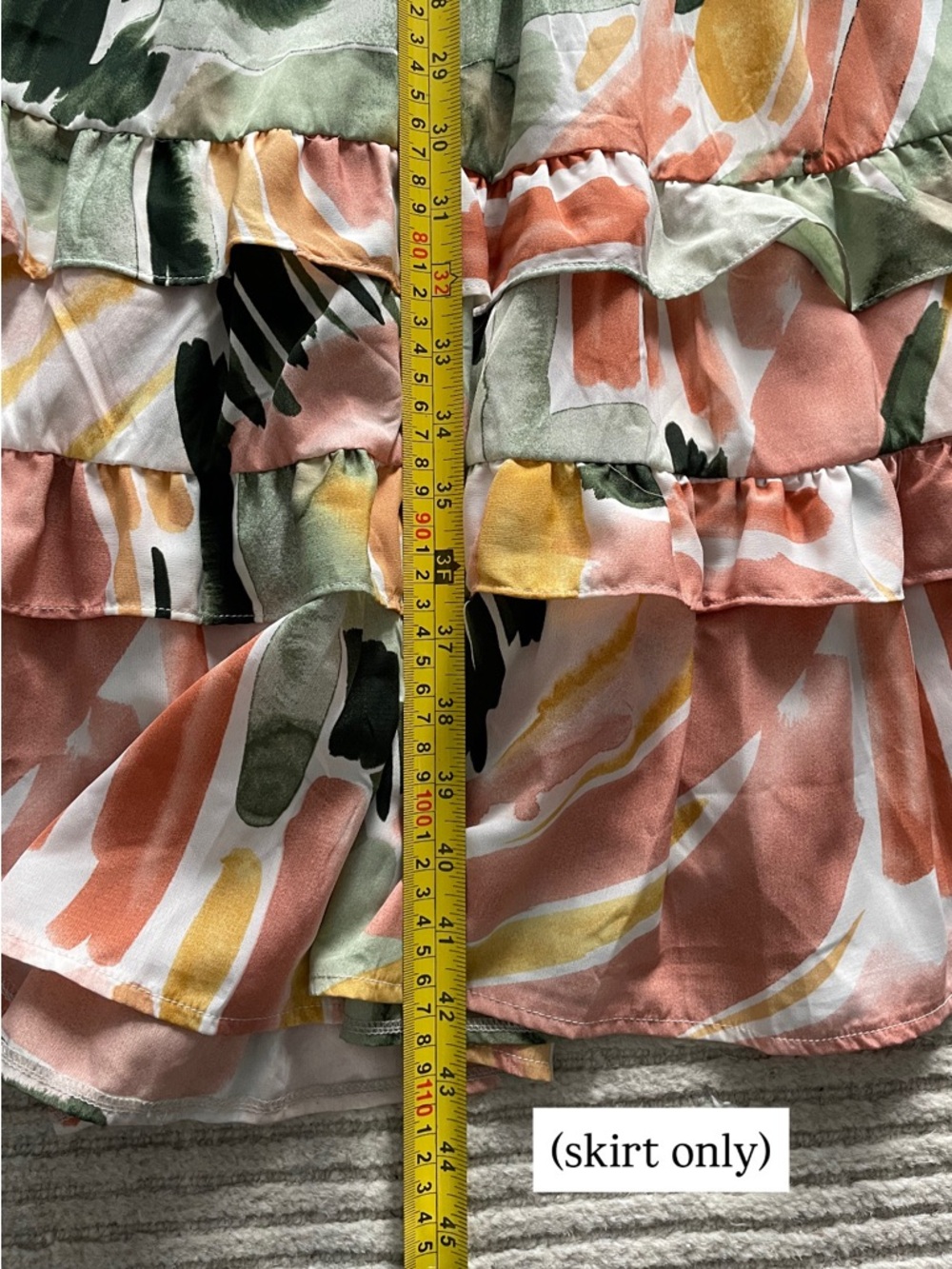 Watercolor Brush Stroke Multicolor Tropical Smocked Ruffle Tiered Maxi Skirt Set - Picture 14 of 14